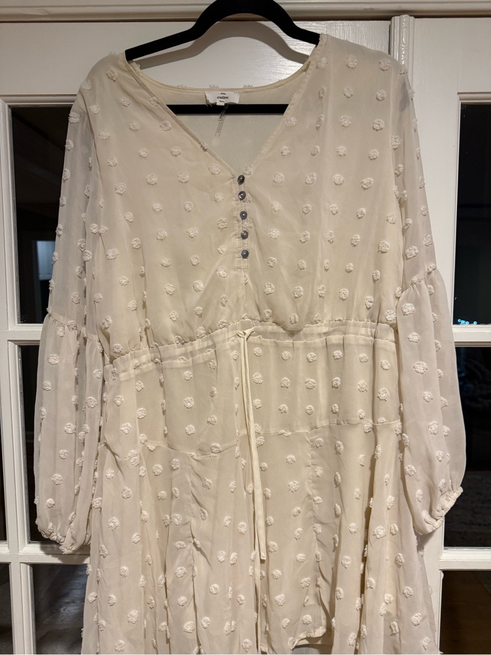entro Cream Swiss Dot V-Neck Maxi Dress